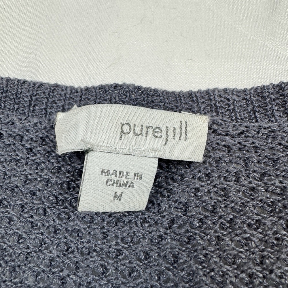 J. Jill Pure Jill Linen Tunic Medium‎ Gray Long Sleeve Capsule Classic Preppy - Picture 4 of 7